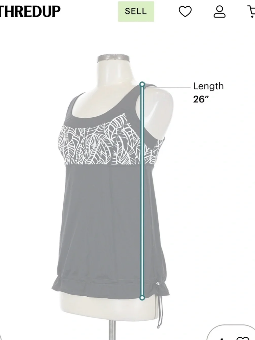 lululemon athletica Black Tankini Top with White Leaf Print - Picture 5 of 6